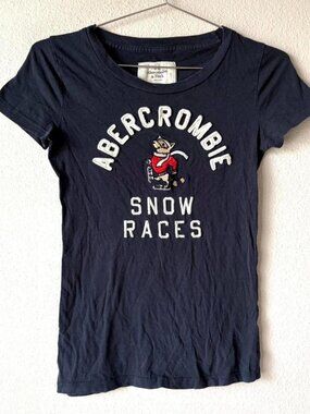 Abercrombie & Fitch Blue Embroidered Top Women's Small y2k 2000s